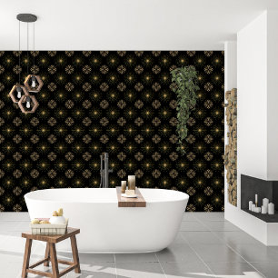 Papel Pintado Modernas Y Elegantes Estrellas Y Suns De Oro Y Neg