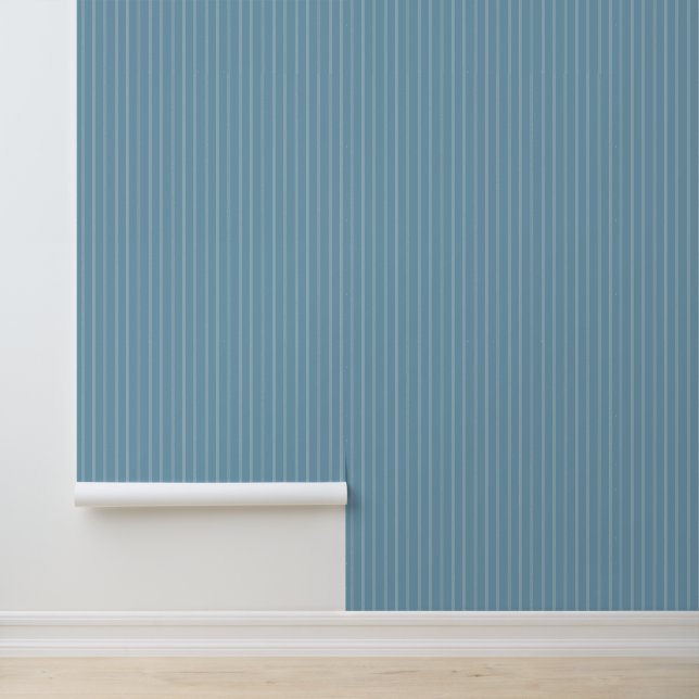 Papel Pintado Moderno 1" Pinstripe Azul de Moda (Solicitud)