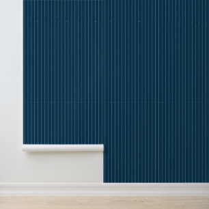 Papel Pintado Moderno 1" Pinstripe Azul Marino Oscuro
