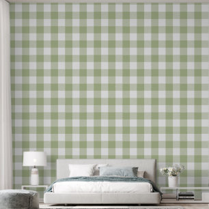 Papel Pintado Moderno 6" Verde Menta Claro Cuadro Búfalo