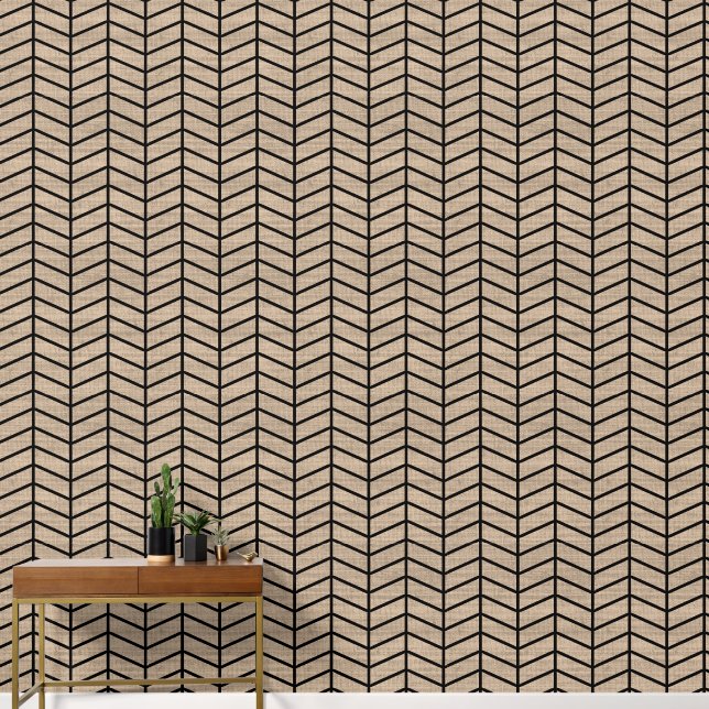 Papel Pintado Moderno Chevron Marrón Claro de Moda (Pasillo)