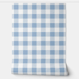 Papel Pintado Moderno Dusty Blue Gingham Checks
