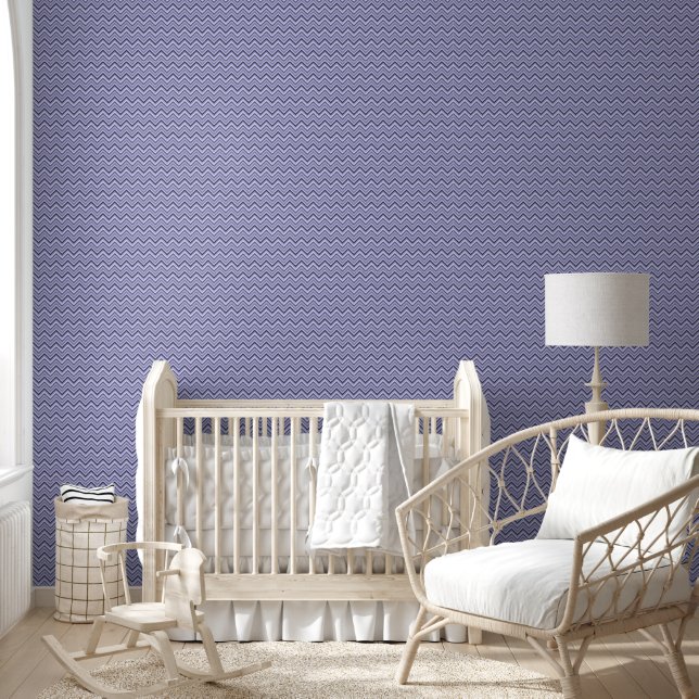 Papel Pintado Moderno Estampado de Zig Zag Púrpura (Niños)