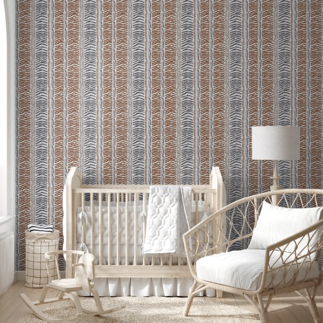 Papel pintado moderno gris marrón para despegar y  (Niños)