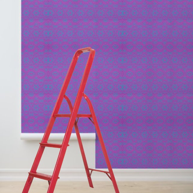 Papel Pintado moderno patrón mandala palo rosa azul (Modern mandala pattern blue pink peel stick wallpaper
)