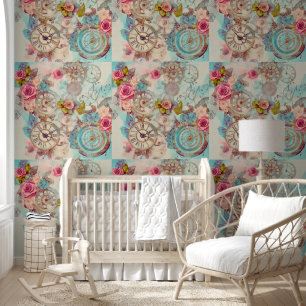 Papel Pintado Moderno retro victoriano pastel Steampunk Floral