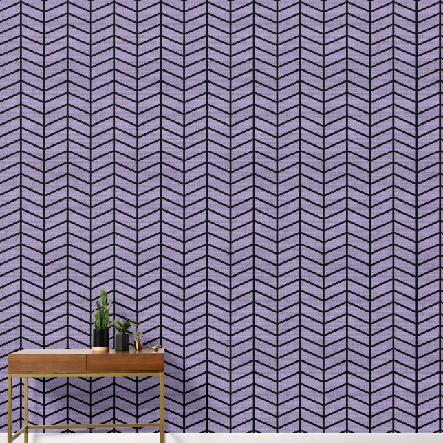 Papel Pintado Moderno Rustico Chevron Púrpura (Pasillo)
