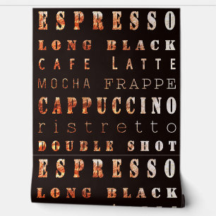 Papel Pintado Moderno y elegante Tipo de Café Tipografía Marrón