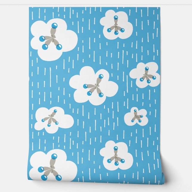 Papel Pintado Moléculas azules de clase química Geek (Desenrollar)