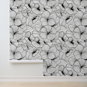 Papel Pintado Monocromo Moderno Abstracto Estético Floral