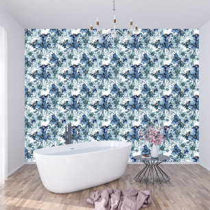 Papel Pintado Monograma elegante del patrón de Chintz azul