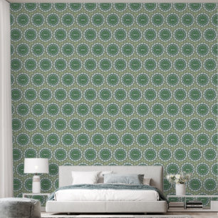 Papel Pintado Monogramo Resumen Floral Elegante Primavera Verde