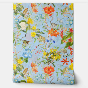 Papel Pintado Monos tropicales vintage Jardín Rococo Chinoiserie