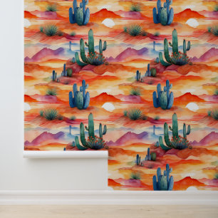 Papel Pintado Montañas de Cactus Desert Sunset