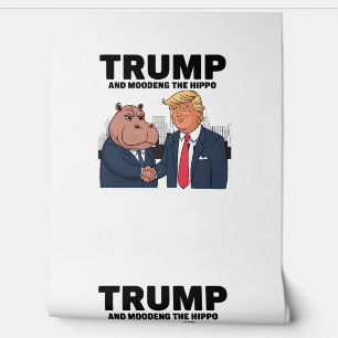 Papel Pintado Moo Deng 24 Trump y su hipopótamo para la campaña
