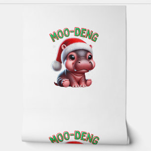 Papel Pintado Moo-Deng Santa Navidades Graciosa Cuida Bebé Pigmy