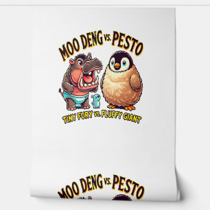Papel Pintado Moo Deng vs. Pesto Angry Hippo vs. Fluffy Penguin