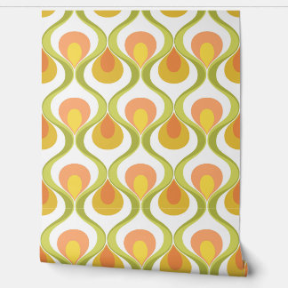 Papel Pintado Mood retro amarillo Naranja verde