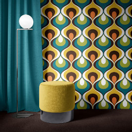 Papel Pintado Mood retro Naranja Verde azulado Verde Marrón amar