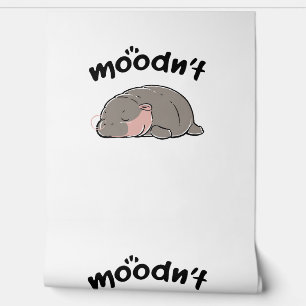 Papel Pintado Moodn't Sleep Funny Moo Deng Baby Pygmy Hippo Long
