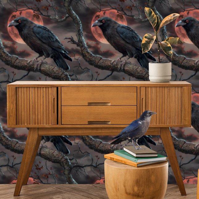 Papel Pintado Moody Halloween Crow Sangre-rojo Luna Peel y Palo (Subido por el creador)