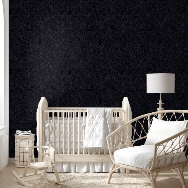 Papel Pintado Moody Monocromo Patrón floral azul de la marina pr (Niños)