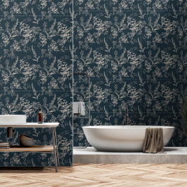 Papel Pintado Moody & Romantic Dark Blue Botanical Wildflowers