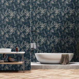 Papel Pintado Moody & Romantic Dark Blue Botanical Wildflowers