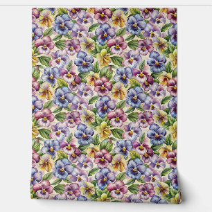 Papel Pintado Morada de primavera amarillo pastel violeta