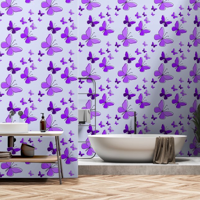 Papel Pintado Morado mágico mariposa flúor Azureish Blanco (Baño)