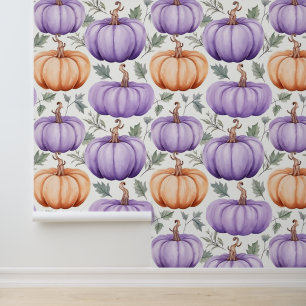 Papel Pintado Morado Y Naranja De Calabaza Divertida