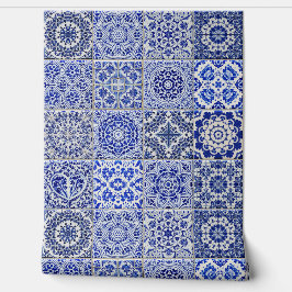 Papel Pintado Mosaico de baldosas azules - Estilo de cosecha de 