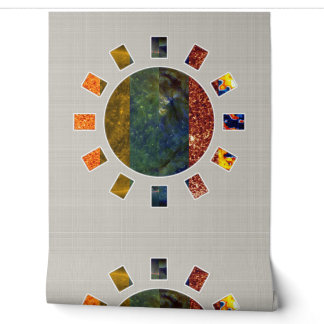 Papel pintado mosaico de sol | Mural gris claro