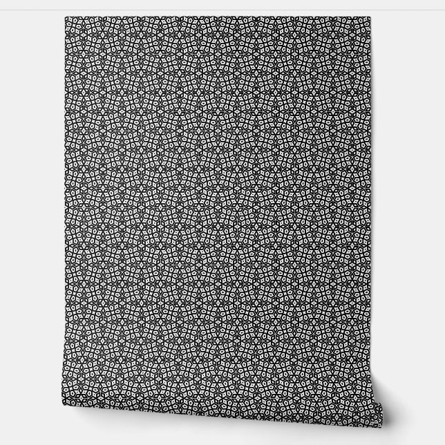 Papel Pintado Mosaico geométrico abstracto blanco/negro a pequeñ (Desenrollar)