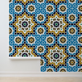 Papel Pintado Mosaico Marroquí Patrón Bohío Geométrico Tradicion
