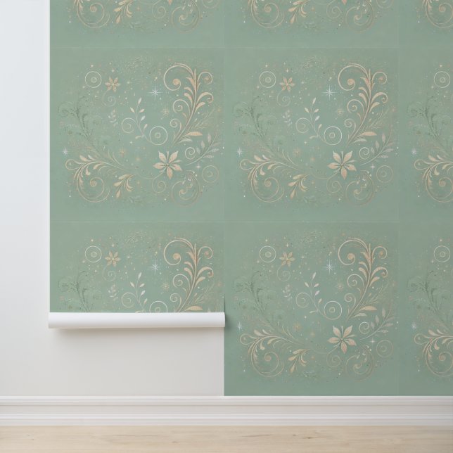 Papel Pintado Motivo floral Pastel Green Shade (Solicitud)