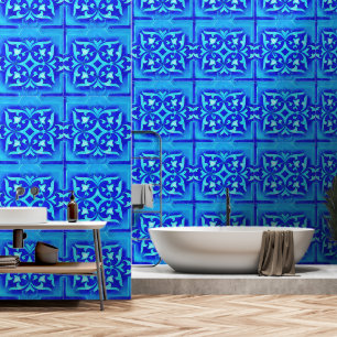 Papel Pintado motivos art-nouveau en azul