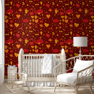 Papel Pintado Motivos el día de San Valentín - Patrón sin soldad