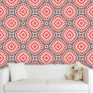 Papel Pintado Motivos marroquíes modernos y de moda rojos y blan