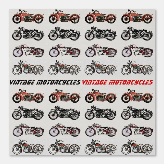 Papel Pintado MOTOCICLETAS VINTAGE negro blanco rojo (Anverso)