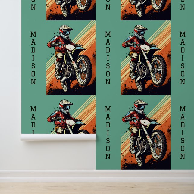 Papel Pintado Motocross de nombre personalizado (Solicitud)