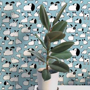 Papel Pintado Muchos Perros Garabatean Dibujos Azul Turquesa