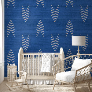 Papel Pintado Mudcloth Africano Azul Moderno y Tendencioso