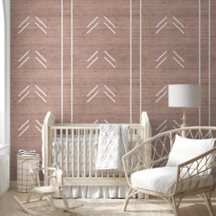Papel Pintado Mudcloth Africano Rosa Claro Moderno y Tendencia