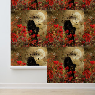 Papel Pintado Mujer en pintura artística de amapolas