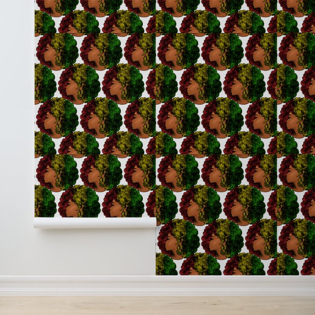 Papel Pintado Mujer negra rasta afro rojo amarillo verde  (Solicitud)