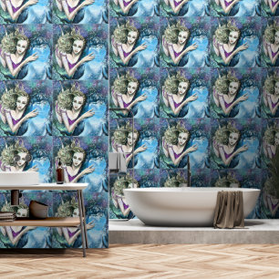 Papel Pintado Mujer y delfín