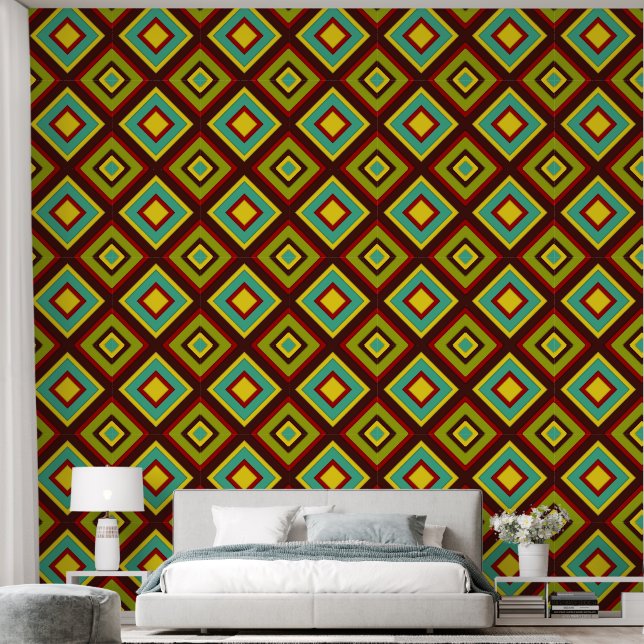 Papel Pintado Multi‑Color Diagonal Stripes Wallpaper – Modern (Dormitorio)