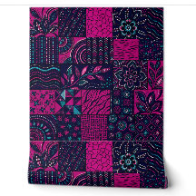 Papel pintado multicolor de parches de ciruela pro