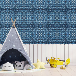 Papel Pintado Múltiples sombras del patrón X O geométrico azul